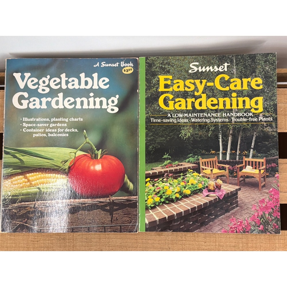 Vintage Sunset Gardening Books Vegetable & Easy-Care Gardening Set 1975 1988